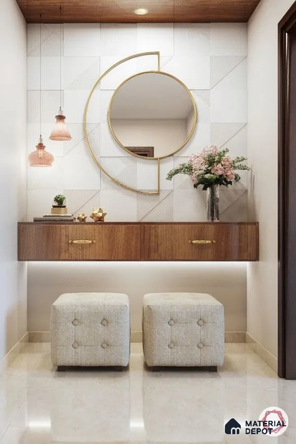 A bathroom with a large tub in the middle of it and wooden flooring next to a white tiled walls and white bathtub in a wooden table next to a window with a window above it that leads to